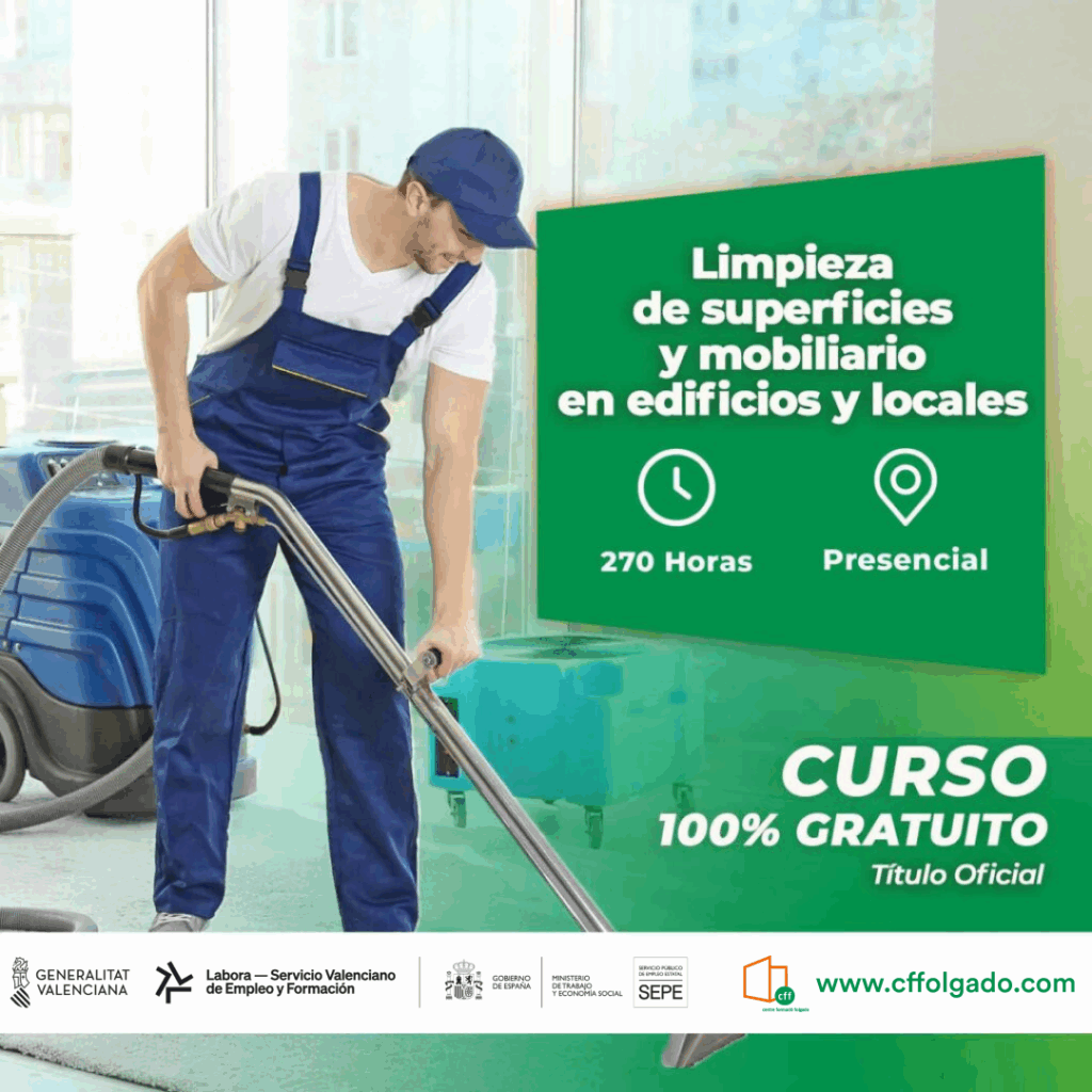 Limpieza de superficies y mobiliario en edificios y locales