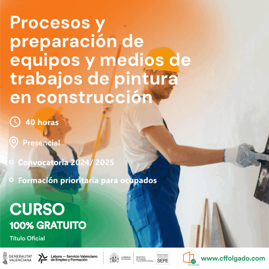 Procesos y preparación de equipos y medios de trabajos de pintura en construcción